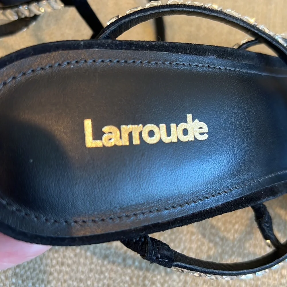 NWT Larroude Black Suede Sasha Heels